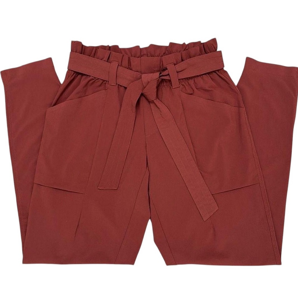 Athleta Skyline Paper Bag Waist Pants Rust Red Size 6